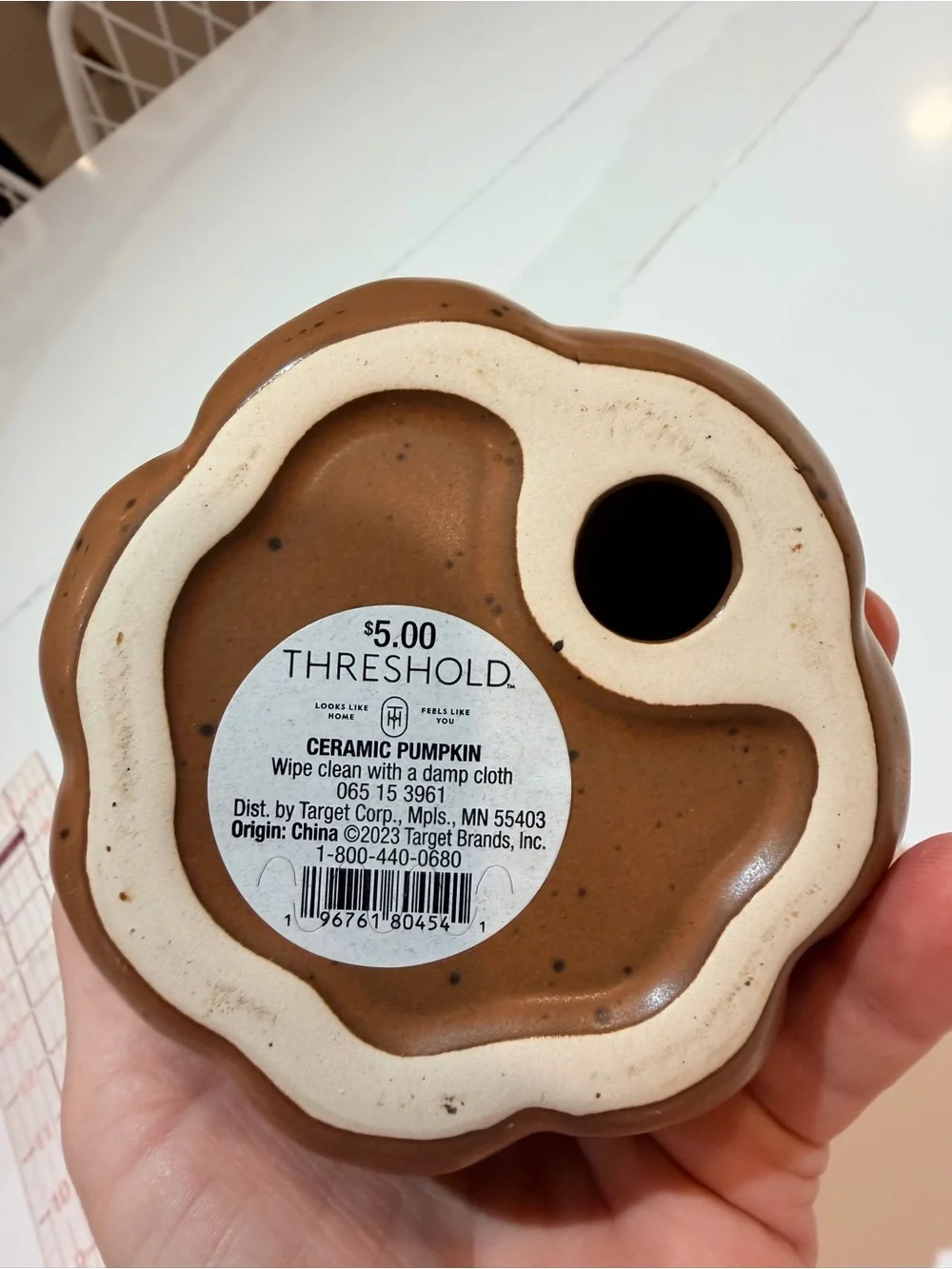 Threshold Brown Ceramic Pumpkin Accent with Cream Stem